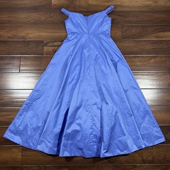 Free People Women's Size 2 Cornflower Blue Alinda‎ Off The Shoulder Midi Dress - Picture 9 of 14